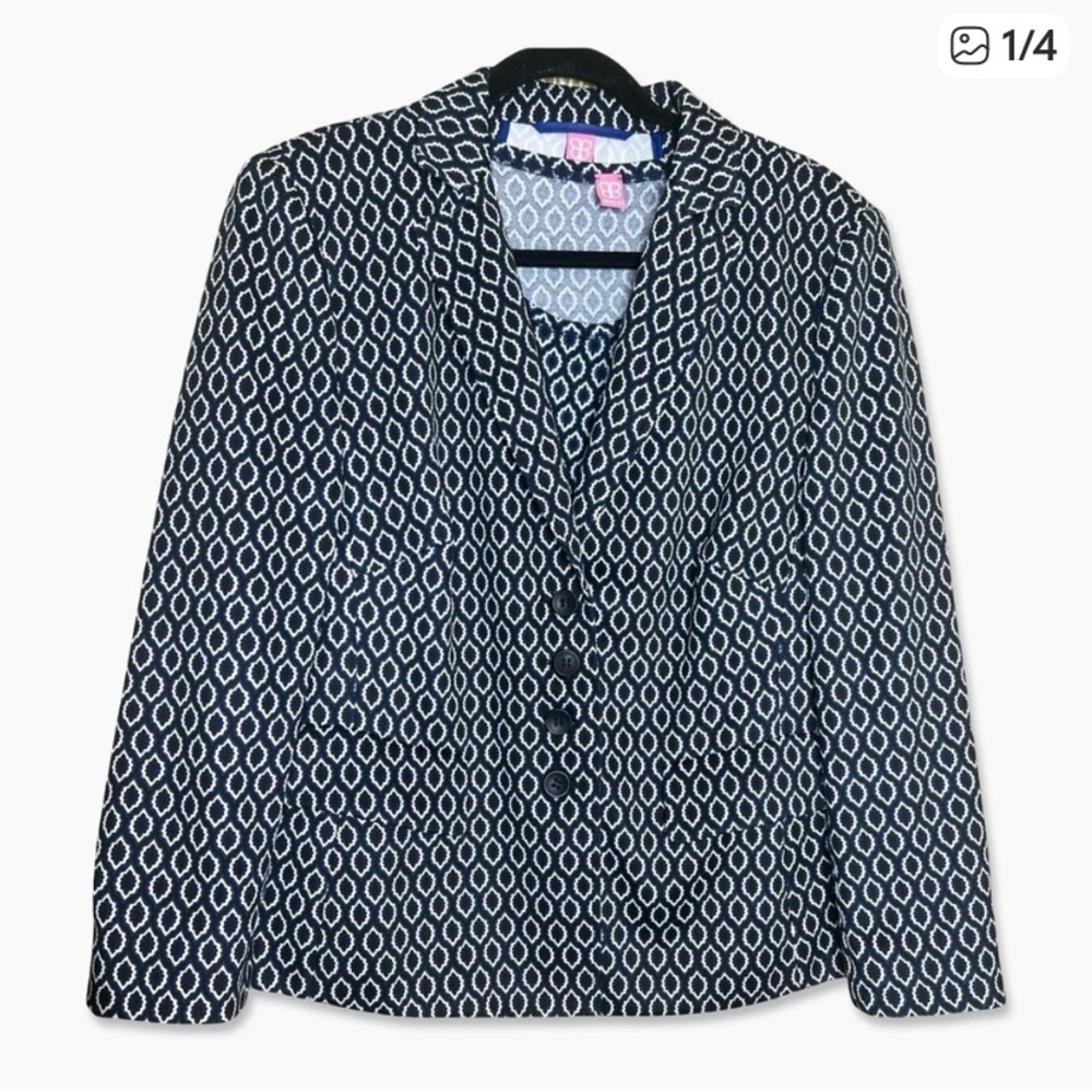 Basler Black and White Geometric Blazer